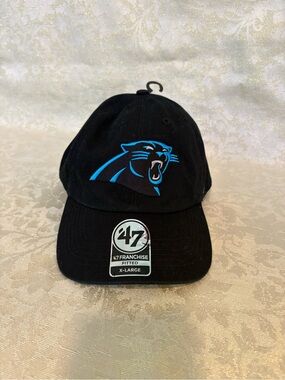 47 Black Ball Cap with Blue Carolina Panthers Logo XL. NWT